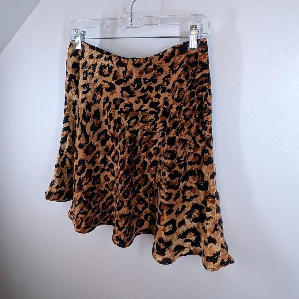 Vintage Bentley Arbuckle Womens Cheetah Print Silk A Line Mini Skirt Size 10 - Picture 4 of 5